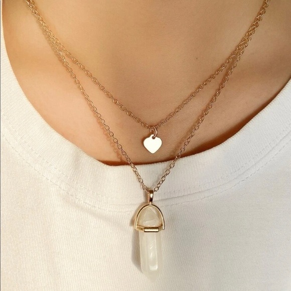 Gold Heart Layered Necklace - Picture 1 of 2
